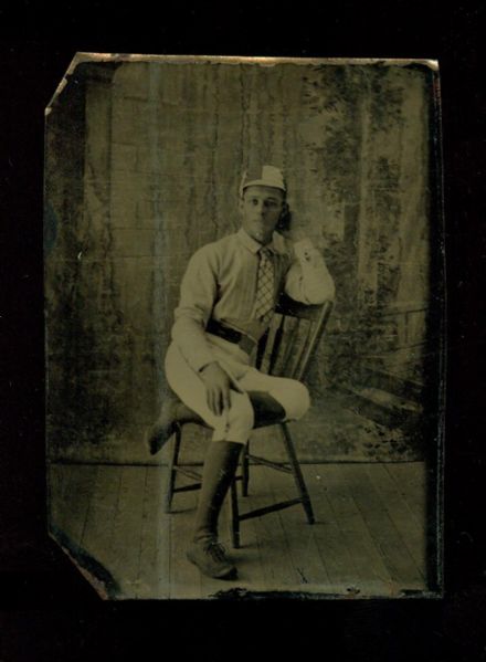 Circa 1870s Tintype of Ornately dressed baseball player- Outstanding clarity!!