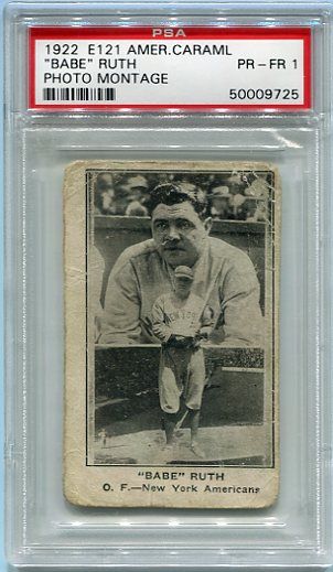 E121 American Caramel Series of 120 "Babe" Ruth Photo Montage PSA 1