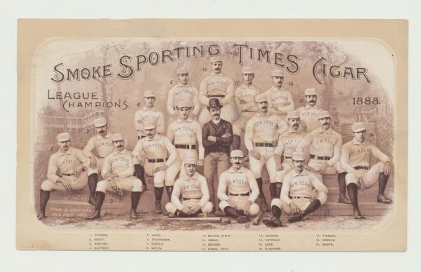 1888 Smoke Sporting Times Cigar card - New York League Champions