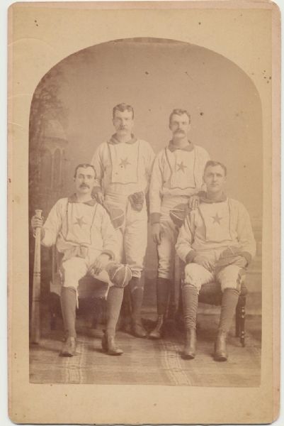 1880 circa Baseball Team Cabinet with bibs, hats, glove uniforms etc...