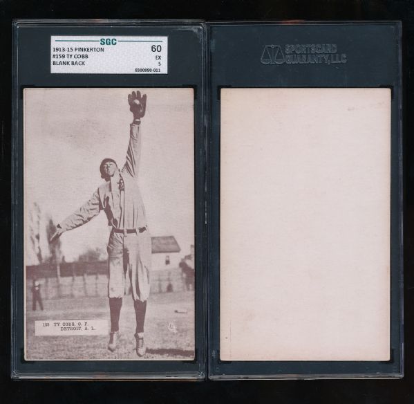Pinkerton Tobacco Ty Cobb Fielding   postcard with blank back HIGH GRADE SGC 60 EX