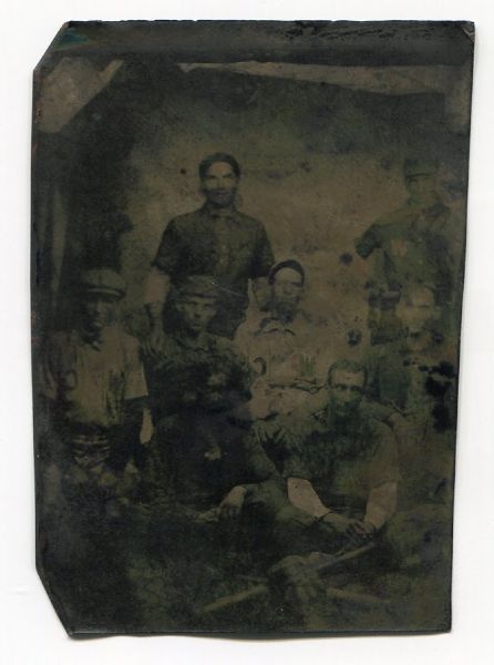 19th Century Baseball Team Tintype Eight Players In Uniform With Equipment
