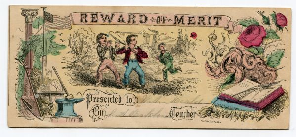 Circa 1850s Baseball Themed Reward of Merit