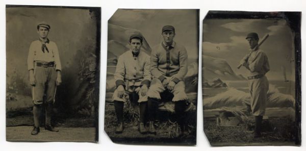 Lot of 3 Circa 1870s Tintype Photos of Baseball Players in Uniform