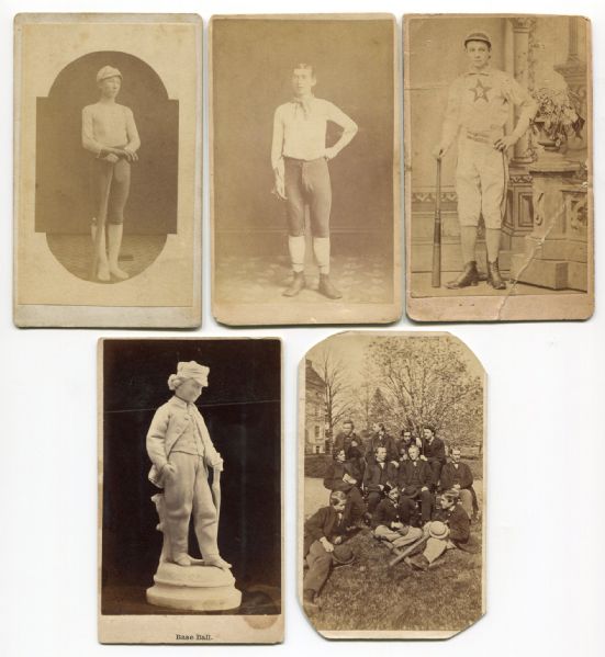 Lot of 5 Circa 1860-1870s Baseball CDVs