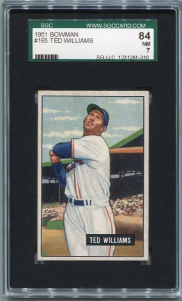 1951 Bowman #165 Ted Williams SGC 84