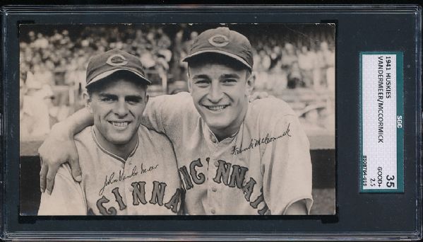 1941 Huskies Cereal Card of Johnny Vander Meer and Frank McCormick SGC 35