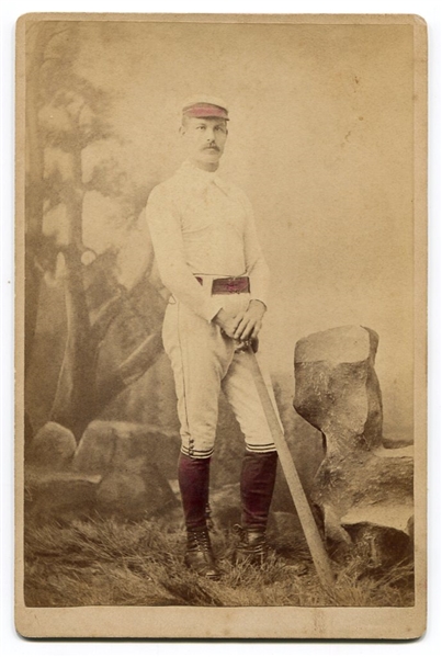 Circa 1870 Colorized Cabinet Photo Baseball Player With Bat Oxford, Pennsylvania