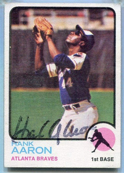 1973 Topps #100 Hank Aaron Autographed