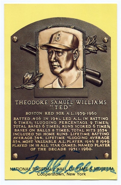 1964-Date Yellow HOF Plaque Ted Williams Autographed