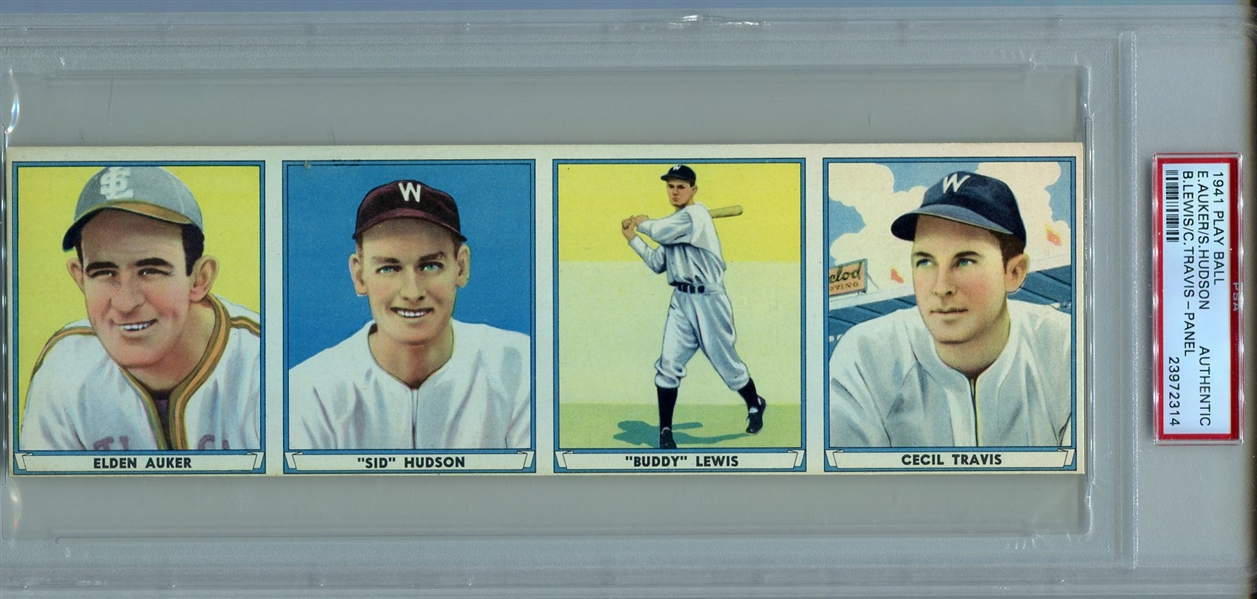 1941 Play Ball Strip Of 4 PSA Authentic