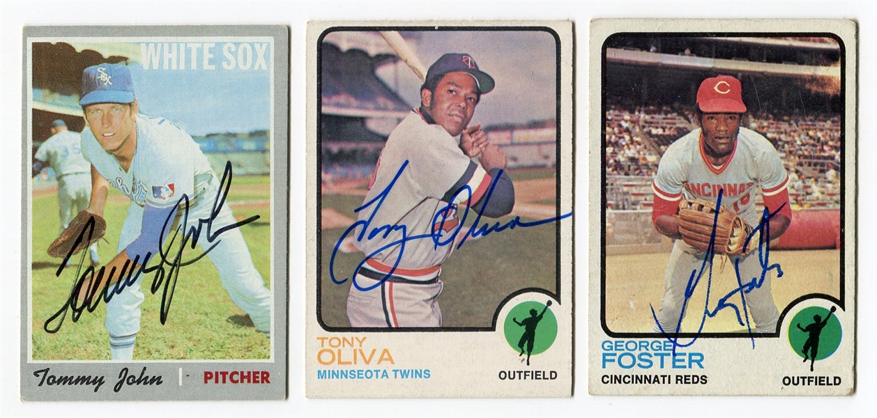 Lot of 3 Early 1970s Topps Signed Cards Foster, John & Oliva