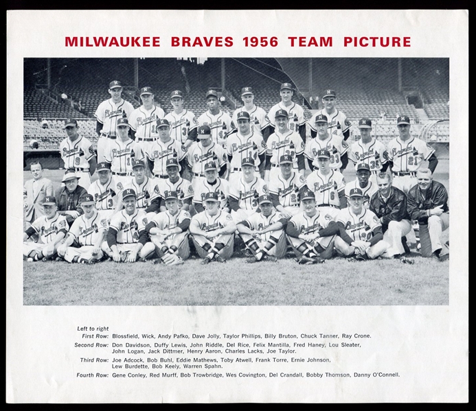 Lot of 6 1950/60s Milwaukee Braves Team Photos plus 1954 (Kodak Copy)
