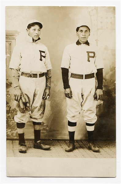Early 1900s RPPC Two Native American Baseball Players
