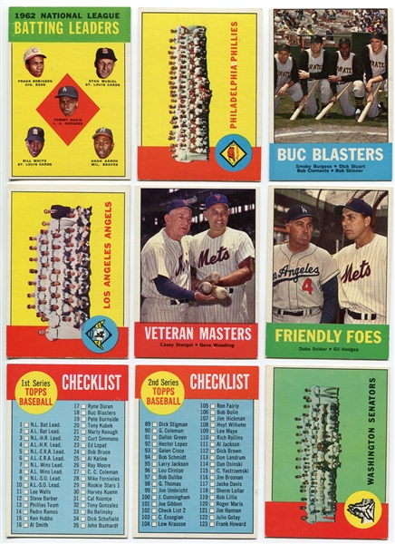 1963 Topps High-powered Lot of 24 Different-Team Cards, Rookies, Stars & More