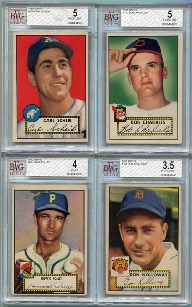 1952 Topps Lot of 4 Different BVG Graded