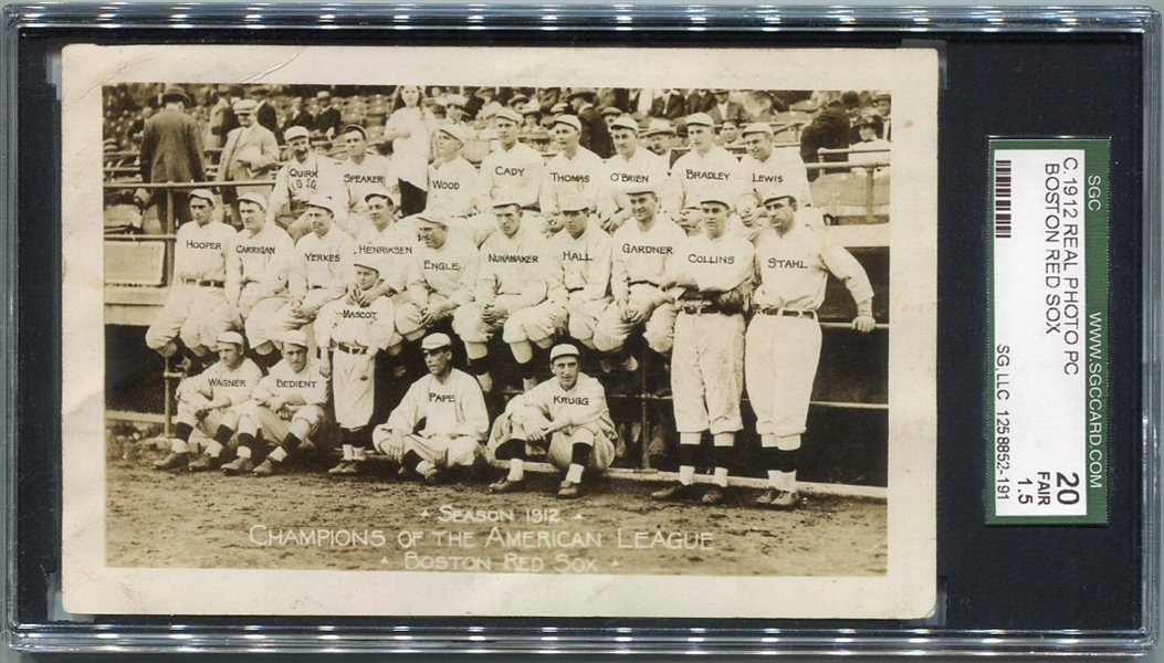 Circa 1912 Boston Red Sox RPPC SGC 20
