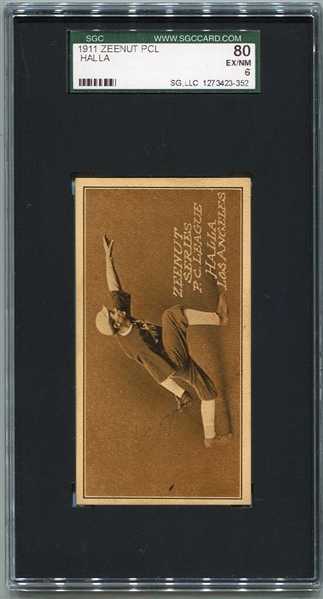 E136 Zeenut Halla Los Angeles SGC 80 The ONLY Horizontal Card in the Set - Tied for Highest Graded