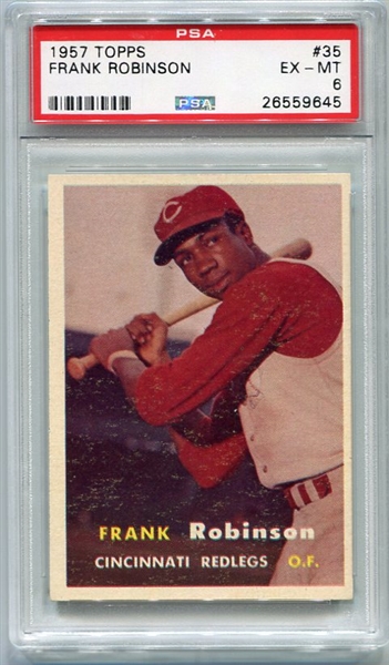 1957 Topps #35 Frank Robinson Cincinnati Reds Rookie Card PSA 6