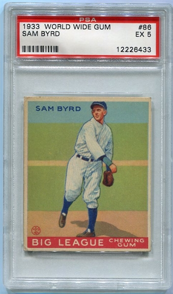 V353 1933 Goudey World Wide Gum #86 Sam Byrd New York Yankees PSA 5