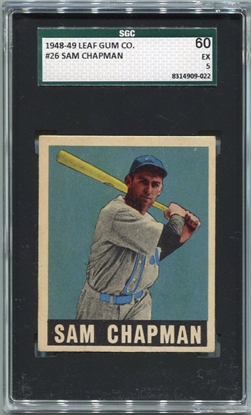 1948-49 Leaf #26 Sam Chapman Philadelphia As SGC 60