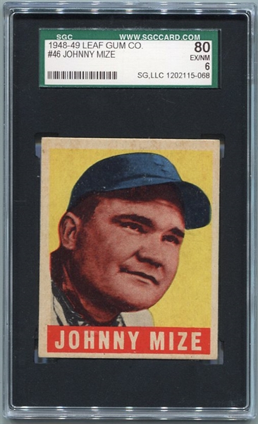 1948-49 Leaf #46 Johnny Mize New York Giants SGC 80