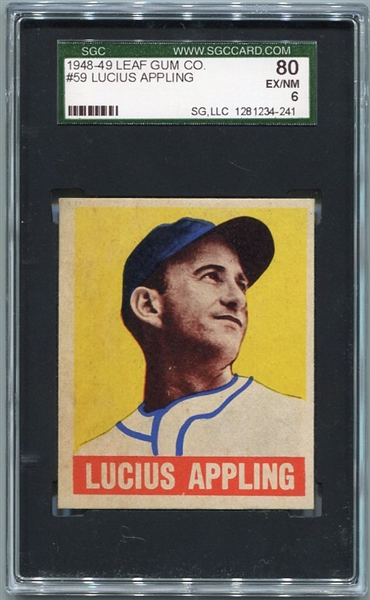 1948-49 Leaf #59 Lucius Appling Chicago White Sox SGC 80