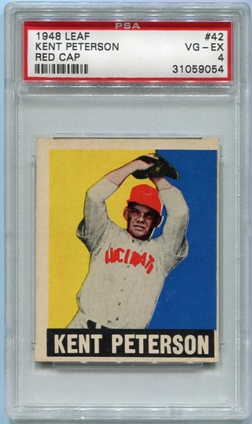 1948-49 Leaf #42B Kent Peterson Red Cap PSA 4