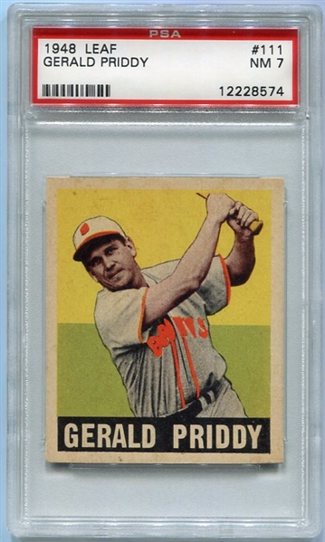 1948-49 Leaf #111 Gerald Priddy St. Louis Browns PSA 7