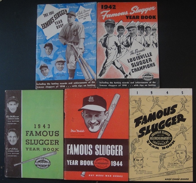 1941 thru 1945 Louisville Famous Slugger Year Books