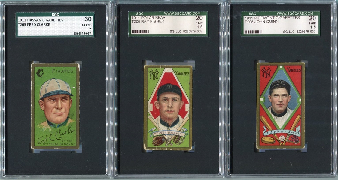 T205 Lot of 3 Different Inc. Fred Clarke and Ray Fisher SP All SGC Graded