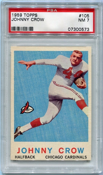 1959 Topps Football #105 Johnny Crow Rookie Card PSA 7