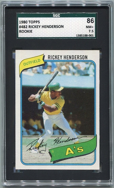 1980 Topps #482 Rickey Henderson Rookie Card SGC 86