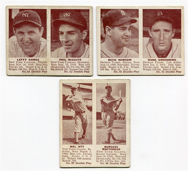 R330 1941 Double Play Lot of 3 Different W/HOFers