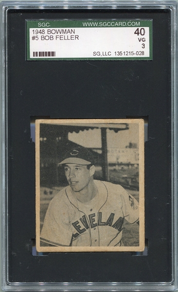 1948 Bowman #5 Bob Feller SGC 40