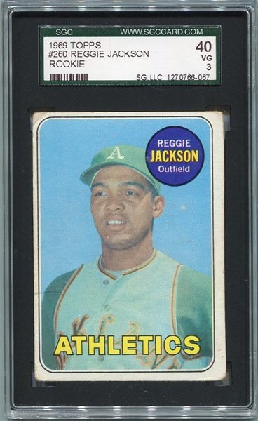 1969 Topps #260 Reggie Jackson Rookie Card SGC 40