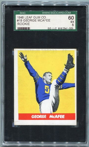 1948 Leaf Football #19 George McAfee Rookie Card SGC 60