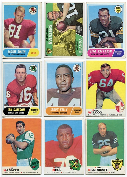 1968-1970 Topps Football Lot of 15 Different All HOFers Namath, Starr +++