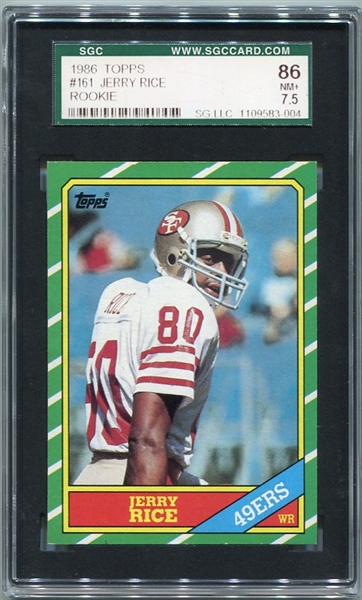 1986 Topps Football Jerry Rice Rookie Card SGC 86