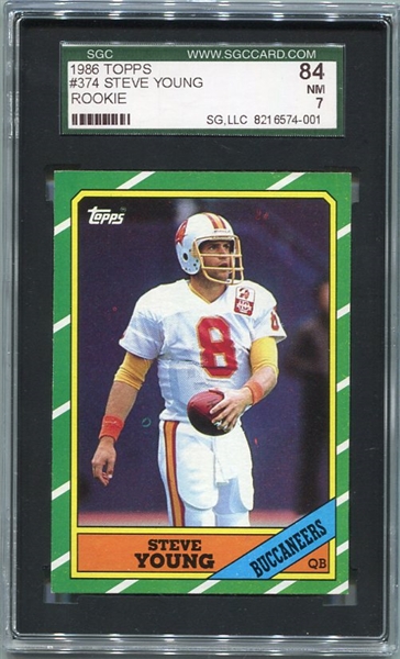 1986 Topps Football #374 Steve Young Rookie Card SGC 84
