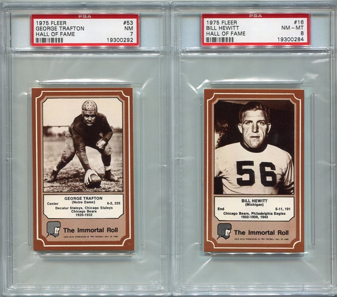 1974 & 1975 Fleer Hall of Fame Football The Immortal Roll Lot of 8 w/6 PSA Graded