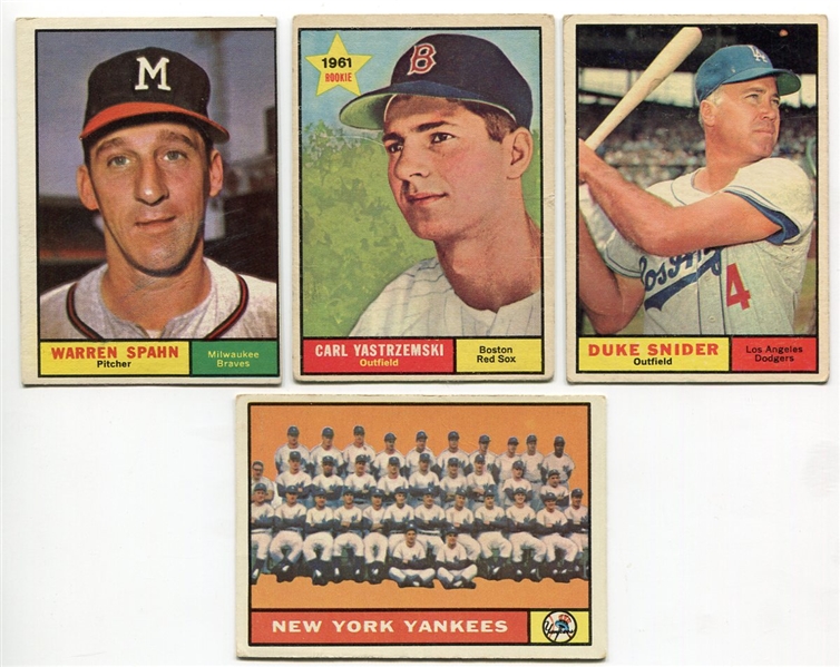 1961 Topps Lot of 3 HOFers & Yankees Team Card