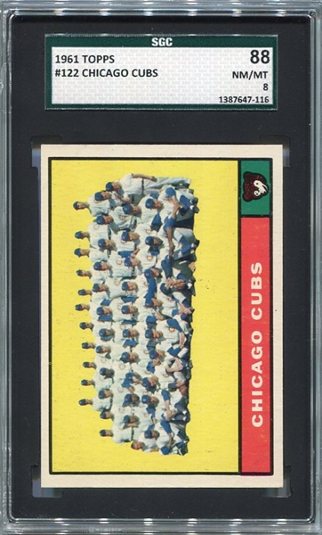 1961 Topps #122 Chicago Cubs Team Card SGC 88