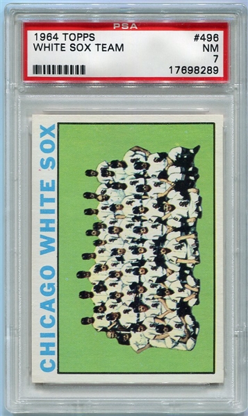 1964 Topps #496 White Sox Team Card PSA 7