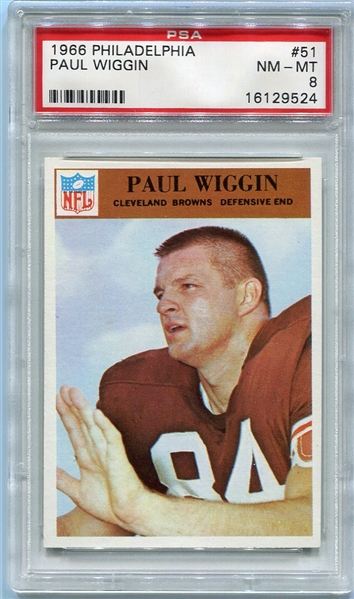 1966 Philadelphia Football #51 Paul Wiggins PSA 8