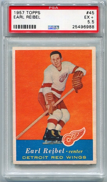 1957 Topps Hockey #45 Earl Reibel Red Wings PSA 5.5