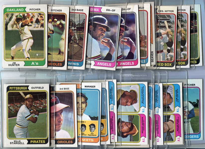 1974 Topps Lot of 360+ Cards w/over 35 HOFers