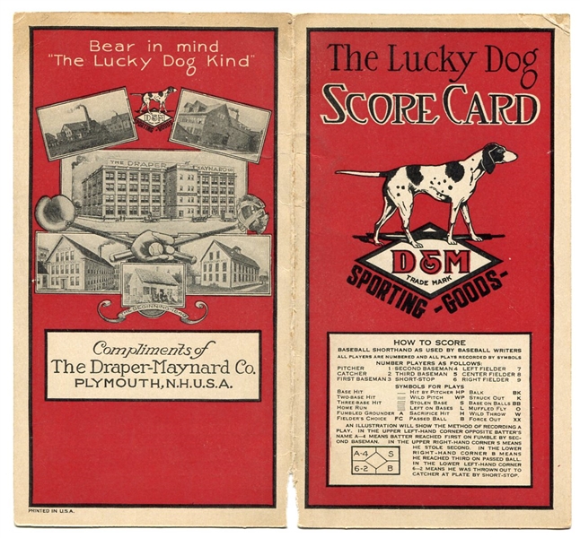 1920s Draper-Maynard Co. unused Lucky Dog Score Card