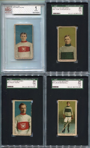 C56 1910-11 Imperial Tobacco Hockey Lot of 4 HOFers All Graded