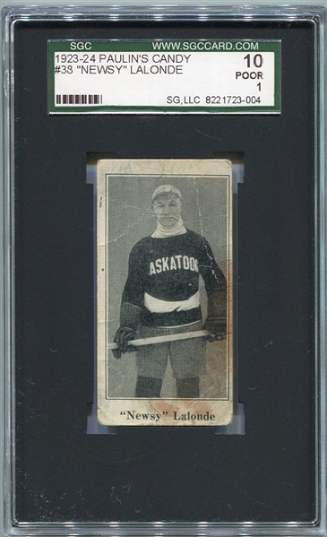 V128 1923-24 Paulins Candy #38 Newsy Lalonde SGC 10